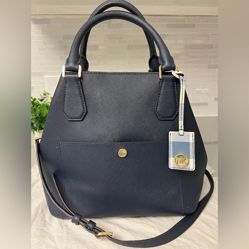 Michael Kors Greenwich Navy Leather/Blue Plaid